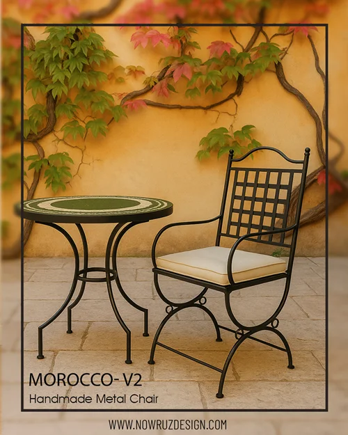 صندلی فلزی مدل موروکو دسته دار