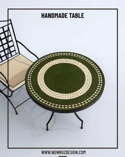 میز دایره با کاشی معرق